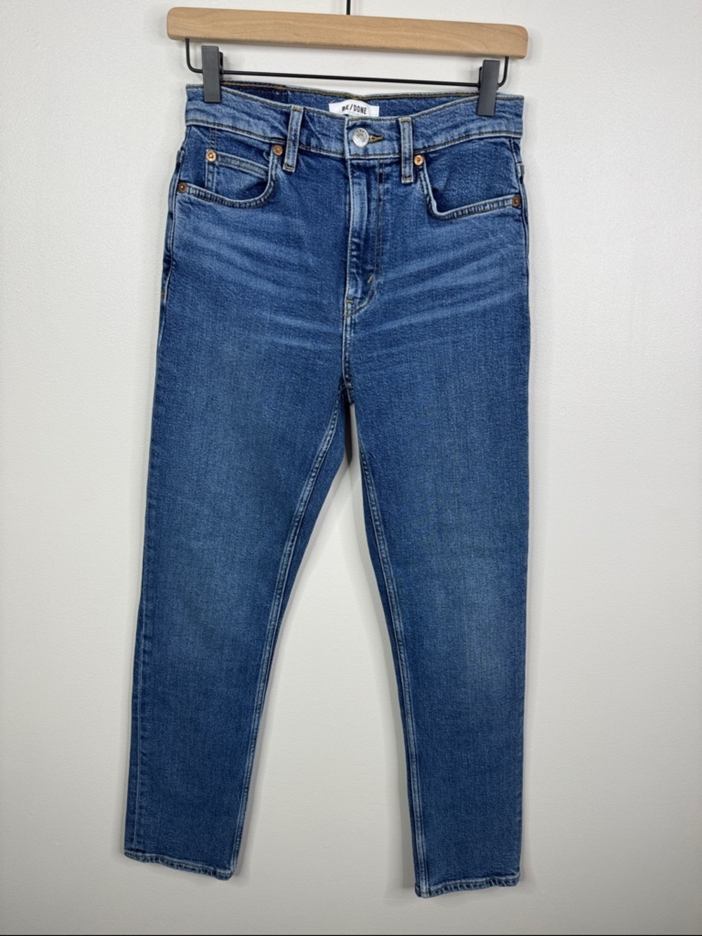 RE/DONE 70s Straight Leg High Rise Women's Blue Jeans Size 26 See Measurements